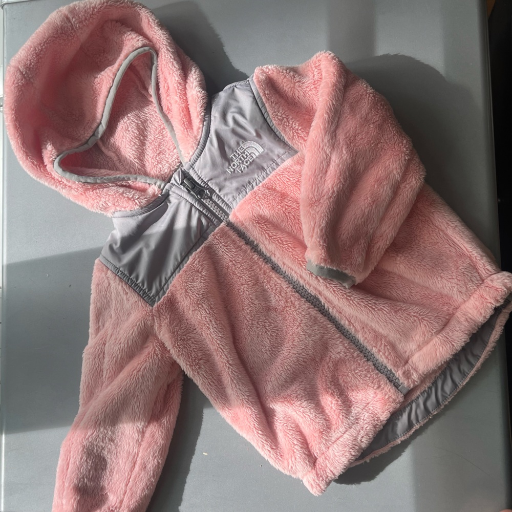 The North Face baby, pink, fleece jacket. Size 18 months.